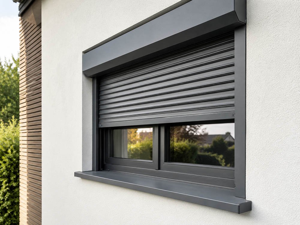Rollladen Detail von Altenhoff Türen- und Fenstertechnik Detailansicht eines modernen Rollladens über einem Fenster von Altenhoff Türen- und Fenstertechnik in Hagen a.T.W.
